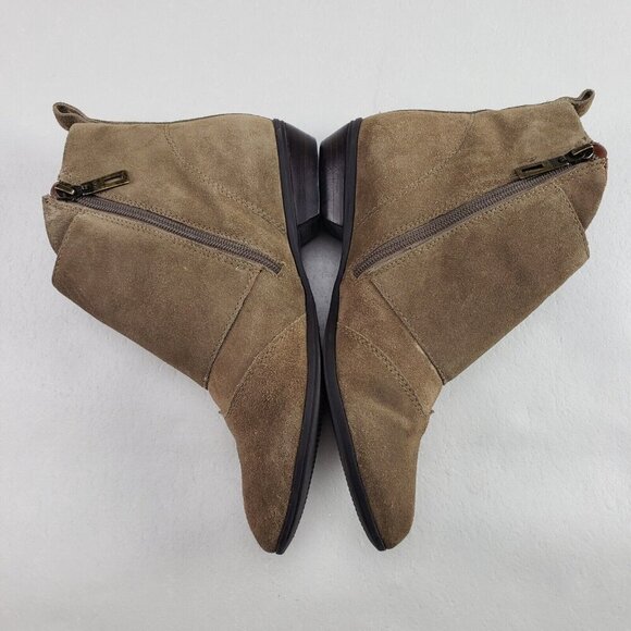 Schutz Buckle Suede Ankle Boot Womens 9 Brown Side Zip Biker Bootie - Picture 7 of 12